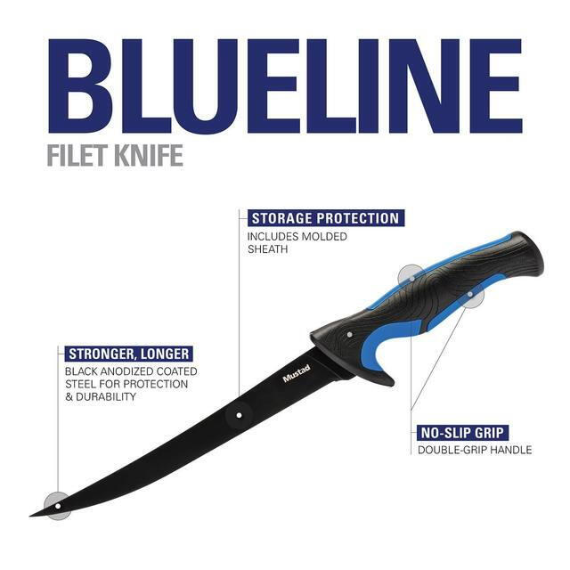 Cutit filetat Mustad lama teflonata 20.3 cm cu teaca