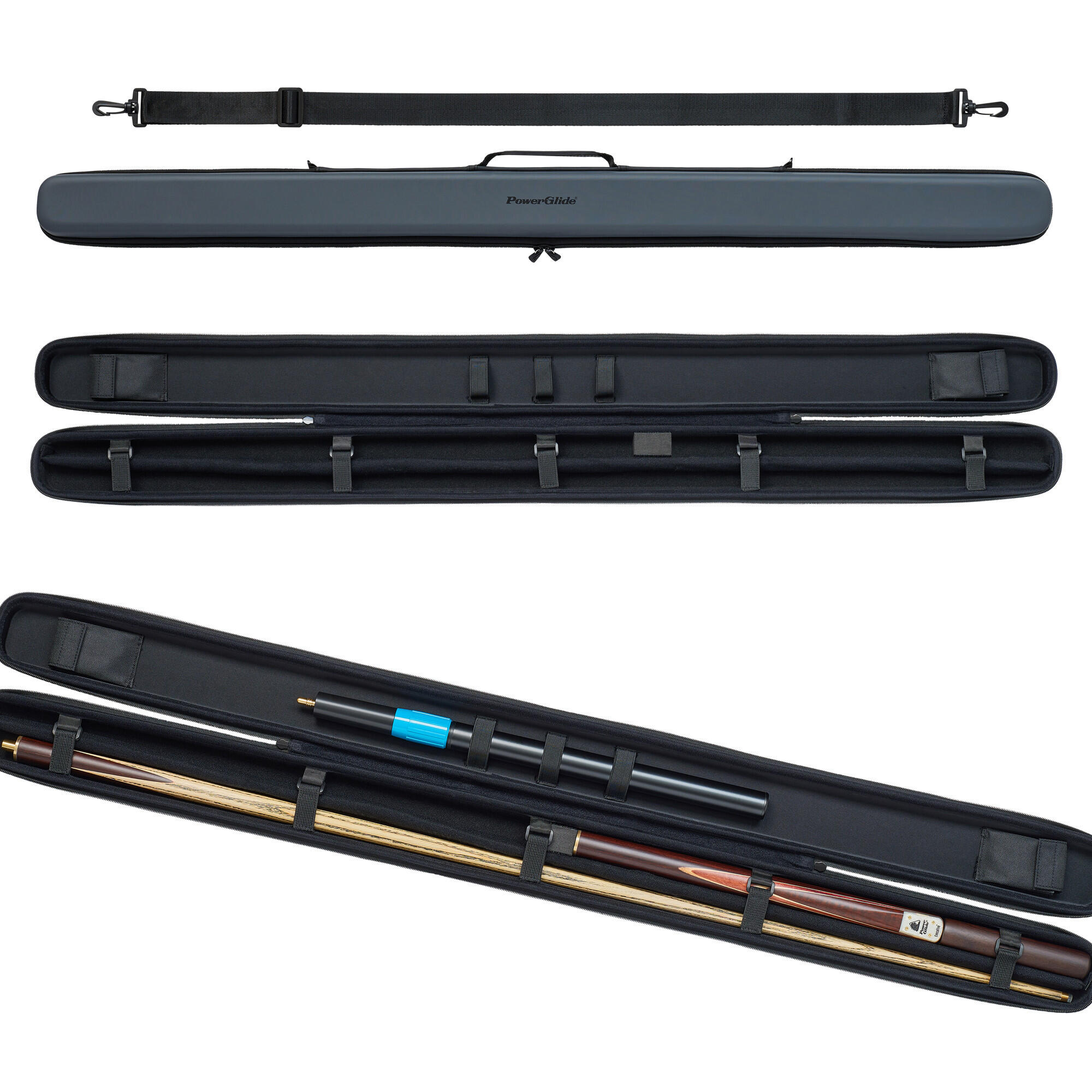 POWERGLIDE Powerglide Svartur Metallic Grey 3/4 Snooker/Pool cue case