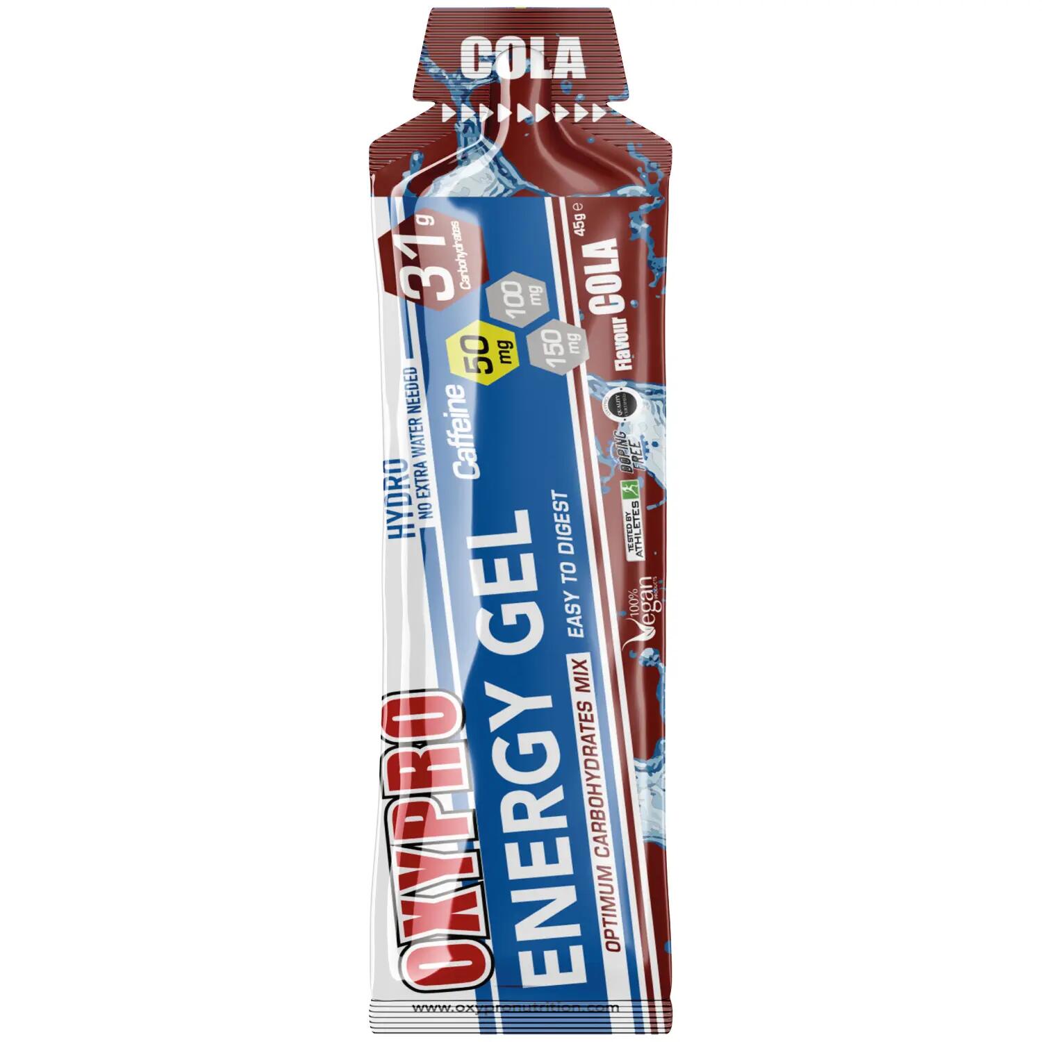 OXYPRO ENERGY GEL sabor Cola con 50mg Cafeína Caja x 16 geles 2/3