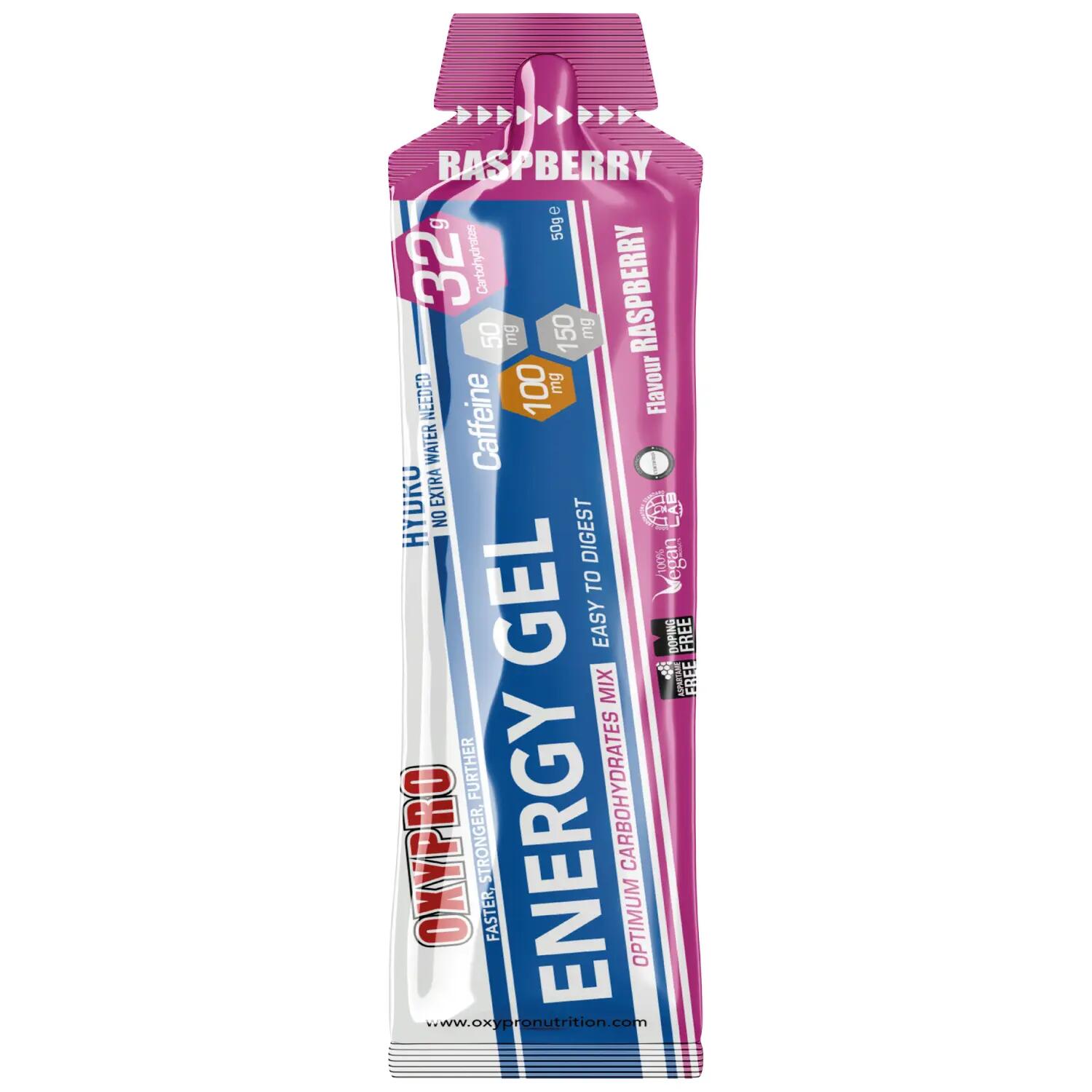 OXYPRO ENERGY GEL sabor Frambuesa con 100mg Cafeína Caja x 16 geles 2/3