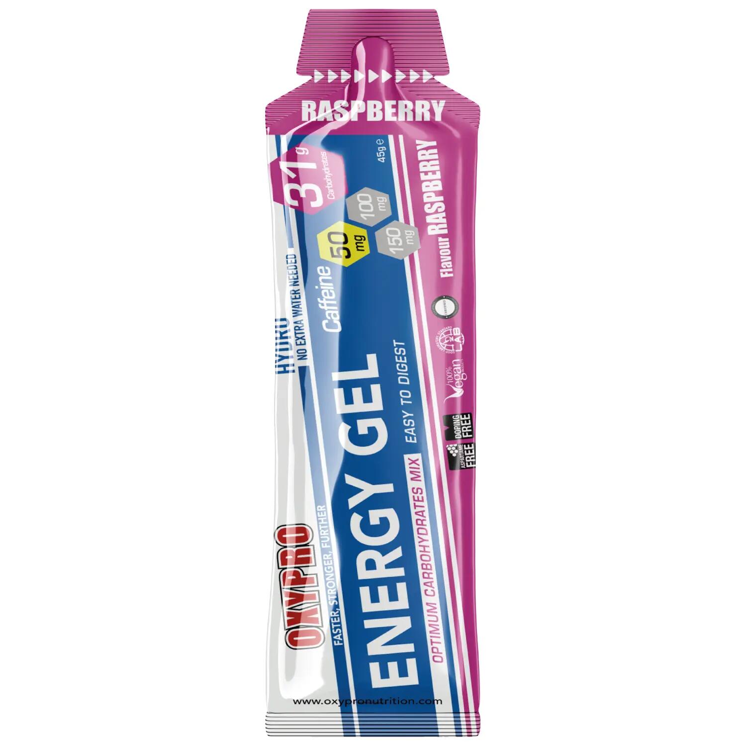 OXYPRO ENERGY GEL sabor Frambuesa con 50mg Cafeína Caja x 16 geles 2/3