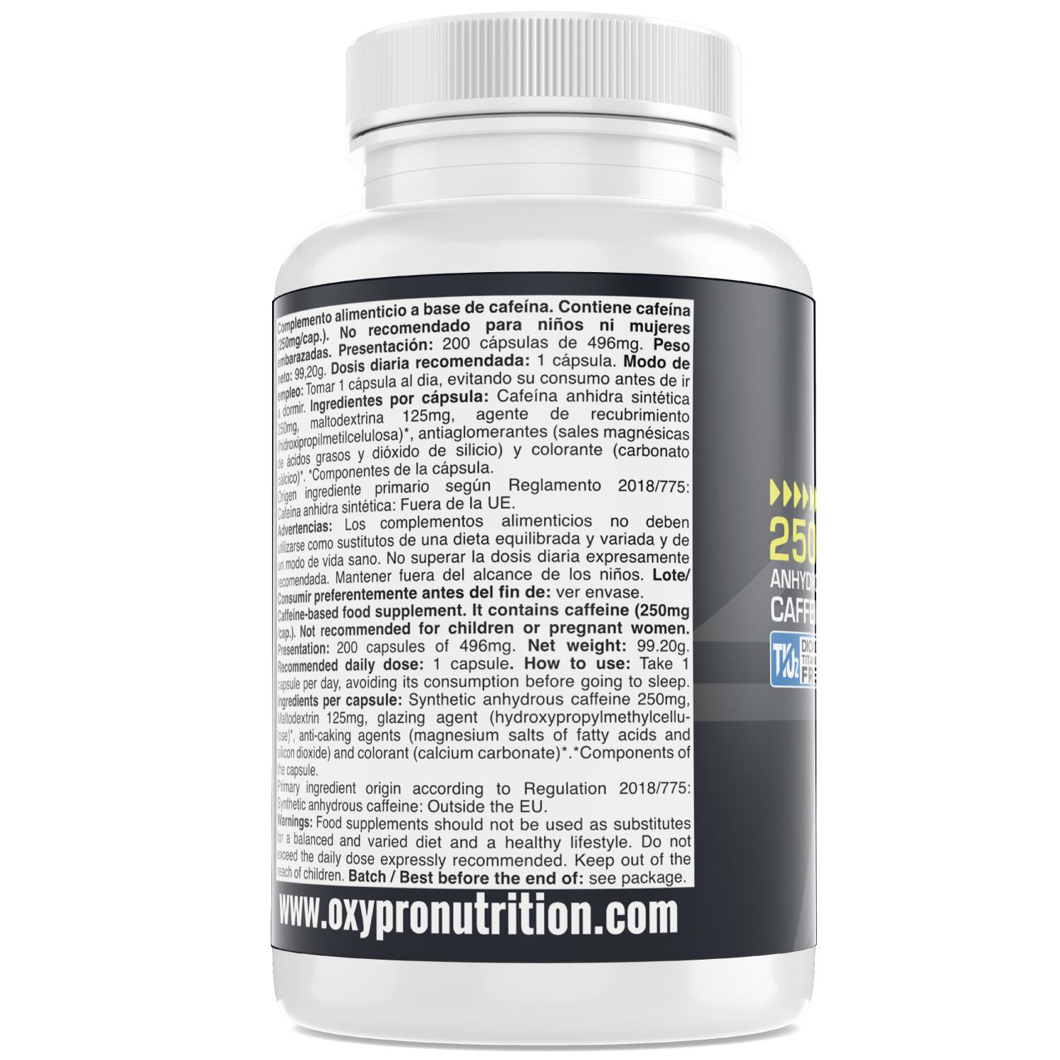 Cafeina 250 mg-200 cápsulas vegetales 3/3