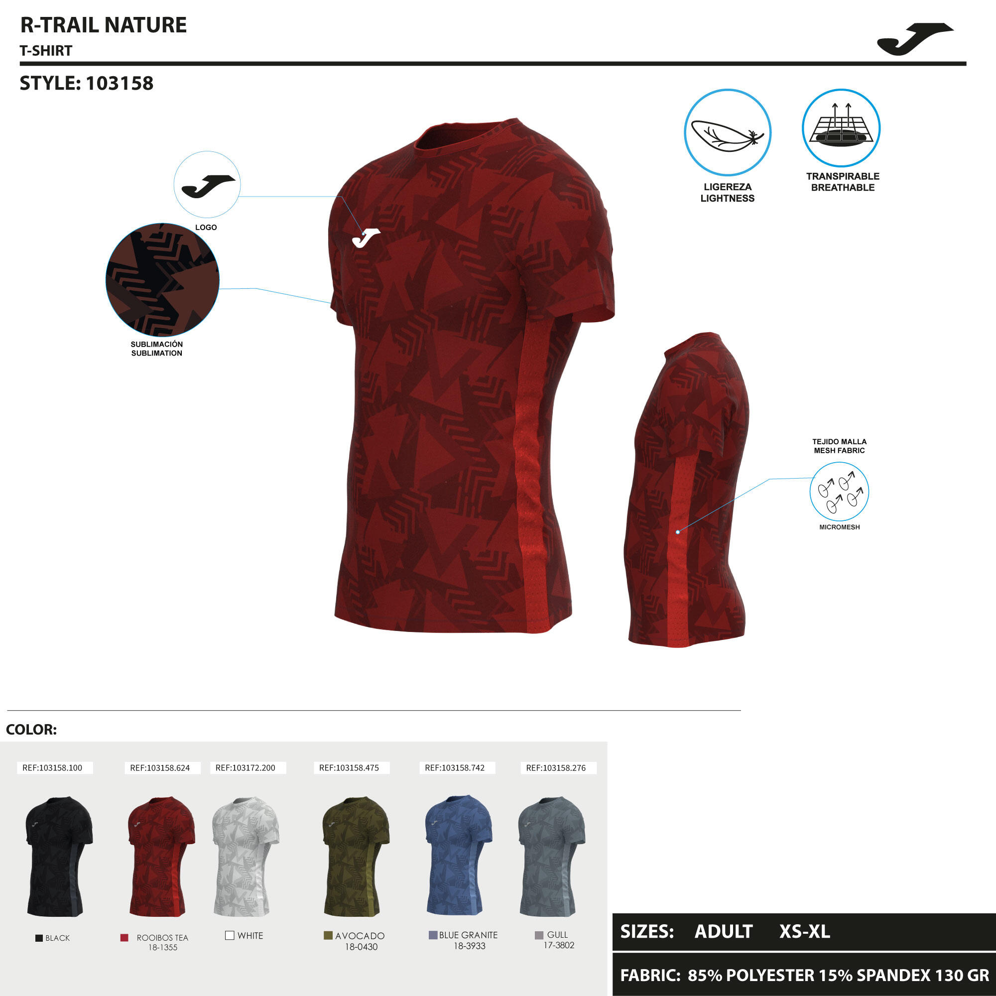 T-Shirt Manga Curta Running Homem Joma R-Trail Nature Cinzento 5/5