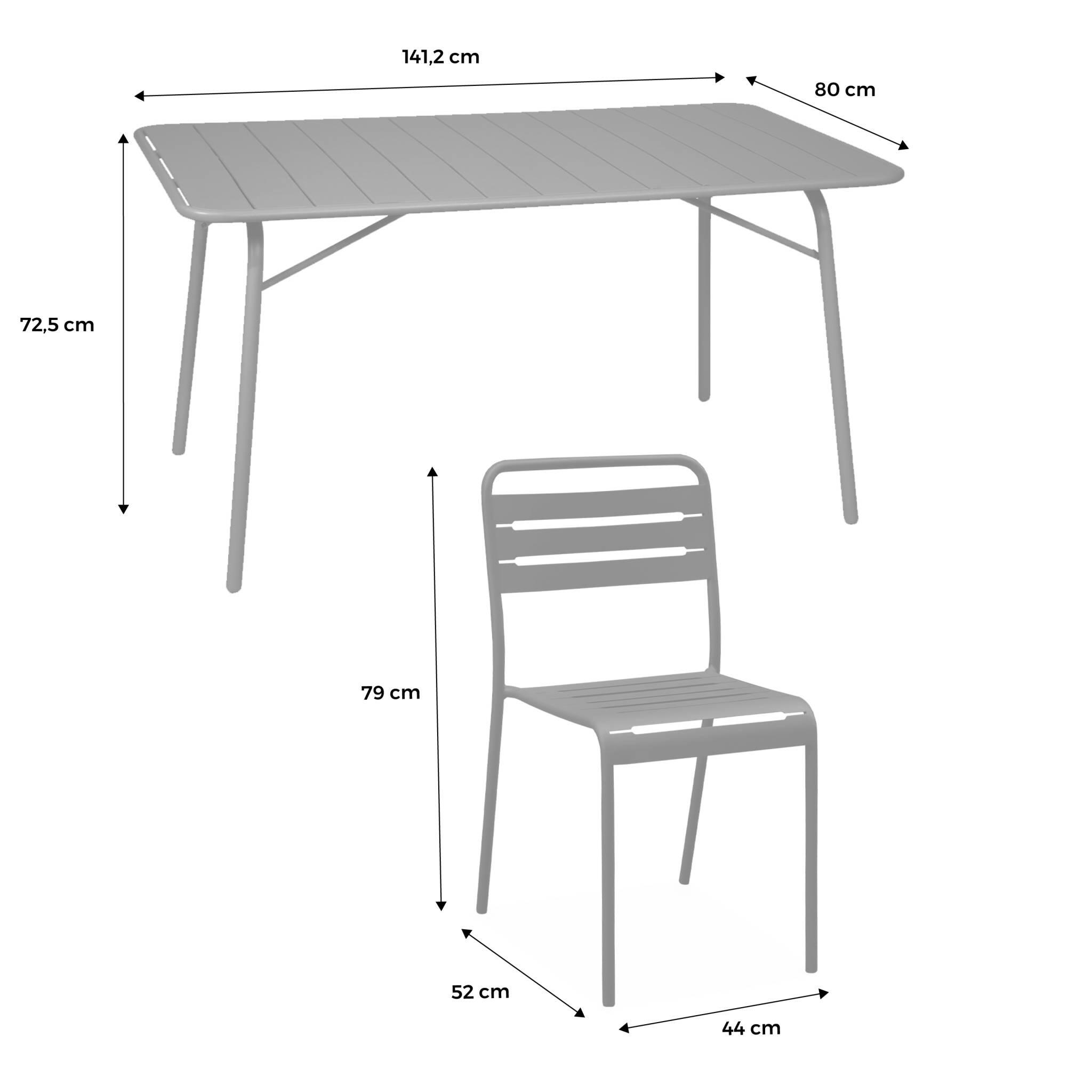 Mesa de jardim dobrável de metal 2 poltronas 4 cadeiras, Antracite 4/6
