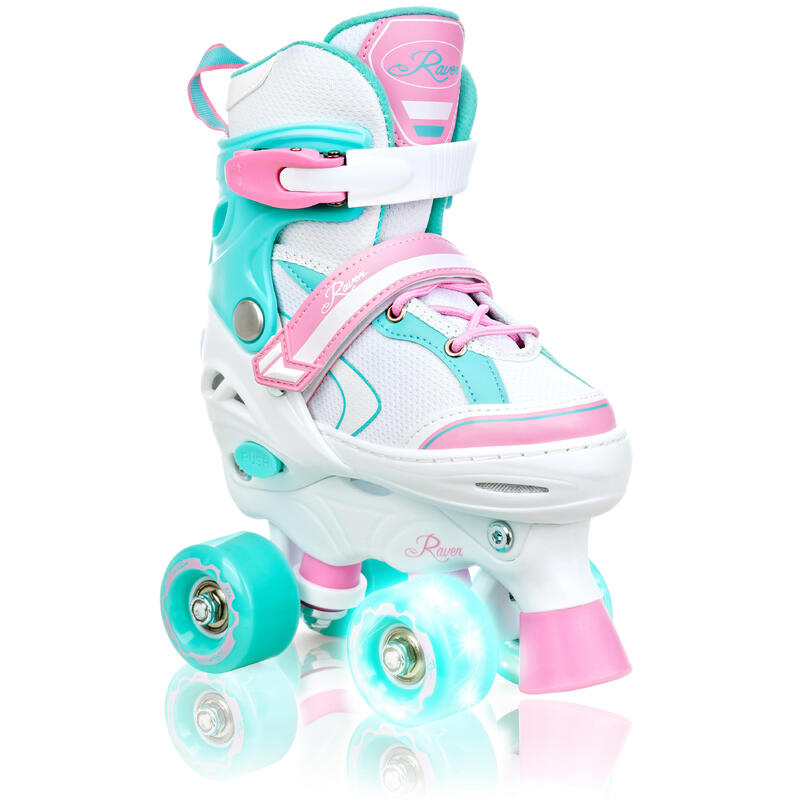 Patins à roulettes ajustables roues LED lumineuses Lia Blanc/Min/Rose