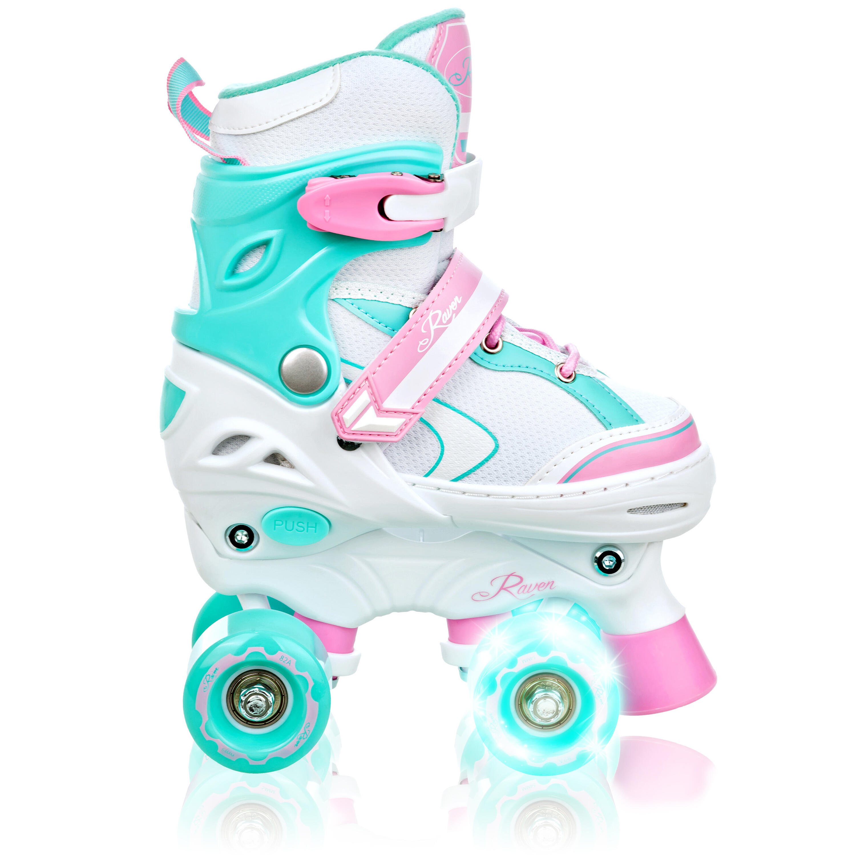 Verstelbare Rolschaatsen lichtgevende LED wielen Lia Wit/Mint/Roze 6/6