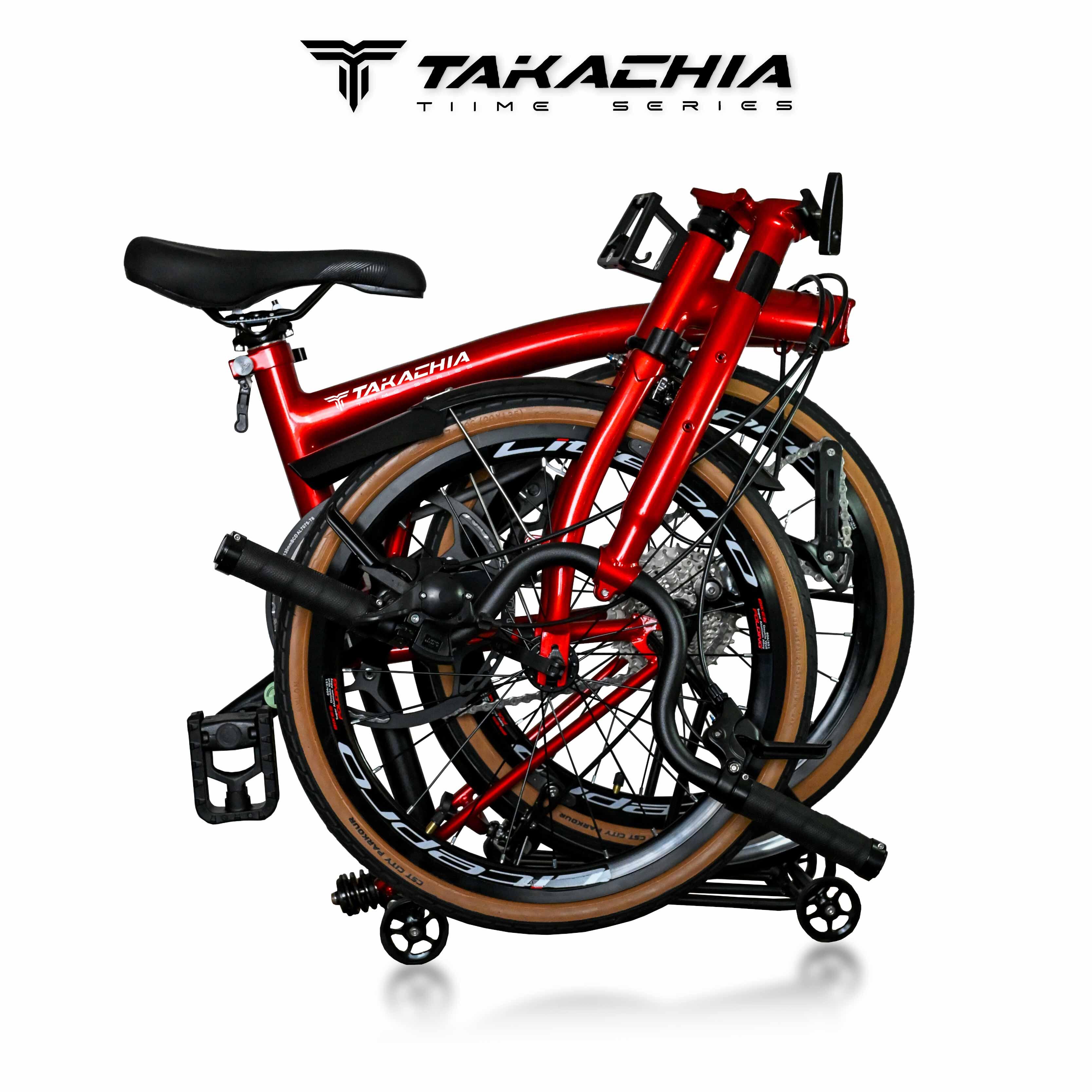 TAKACHIA TIIME SERIES C20 PRO 9-SPEED TRIFOLD BIKE [METALLIC RED