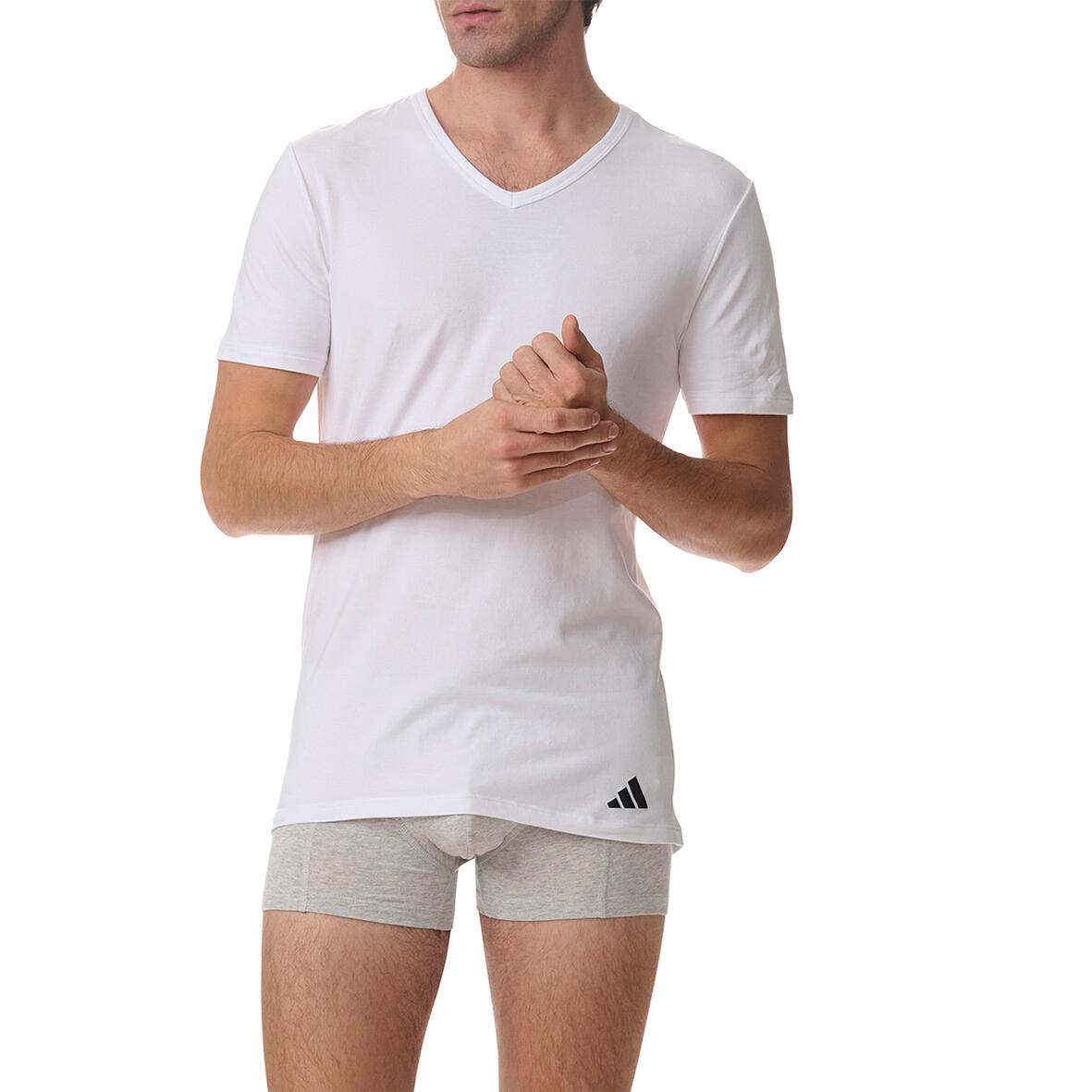 2 er Pack adidas V-Neck T-Shirt Herren V-Ausschnitt Baumwolle 2/7