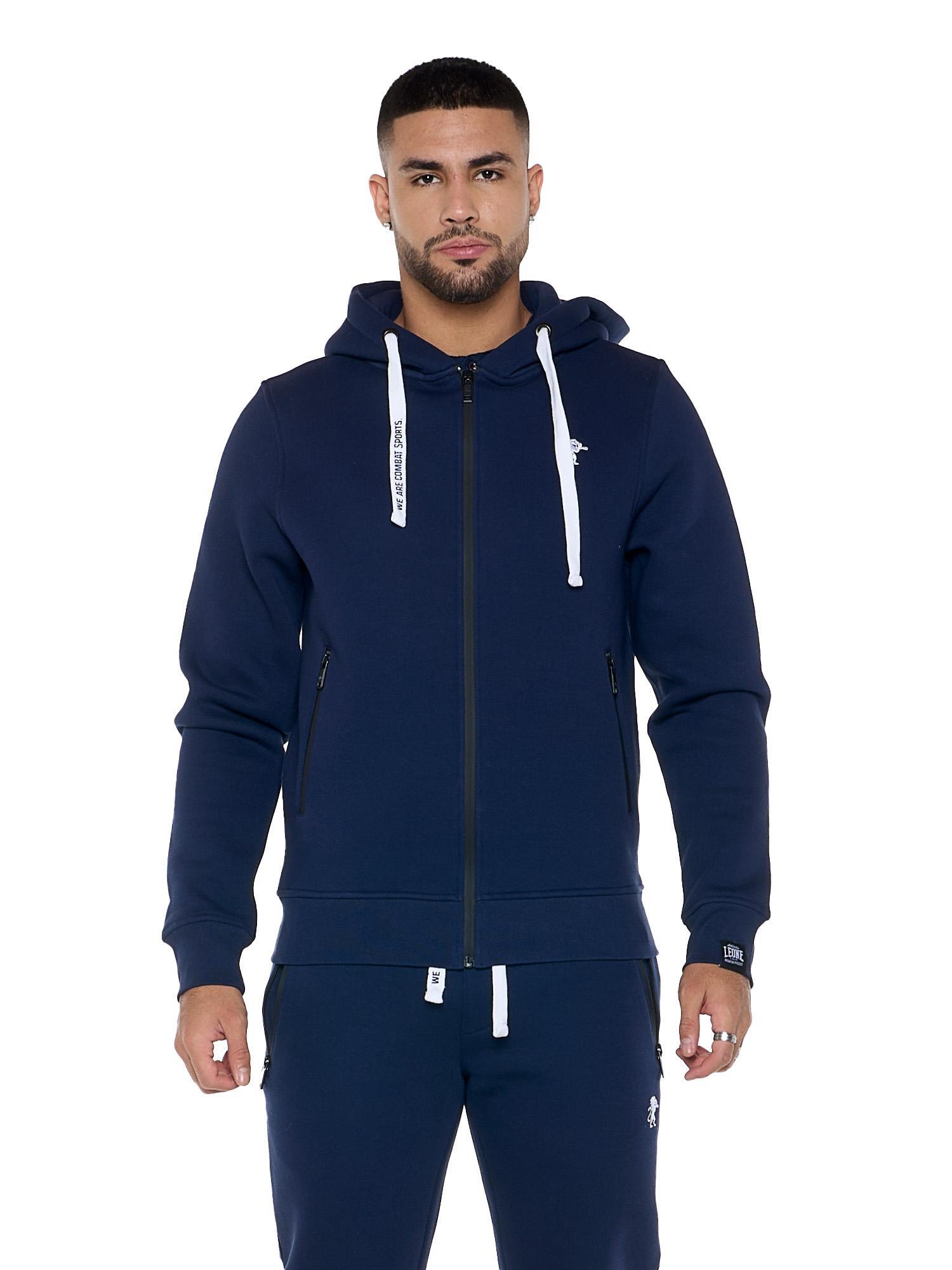 LEONE 1947 APPAREL Winterherensweater met ritssluiting en capuchon "Smooth"