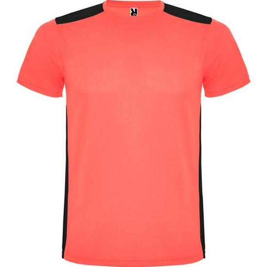 Tshirt Sport DETROIT Enfant (Corail Fluo / Noir Uni)