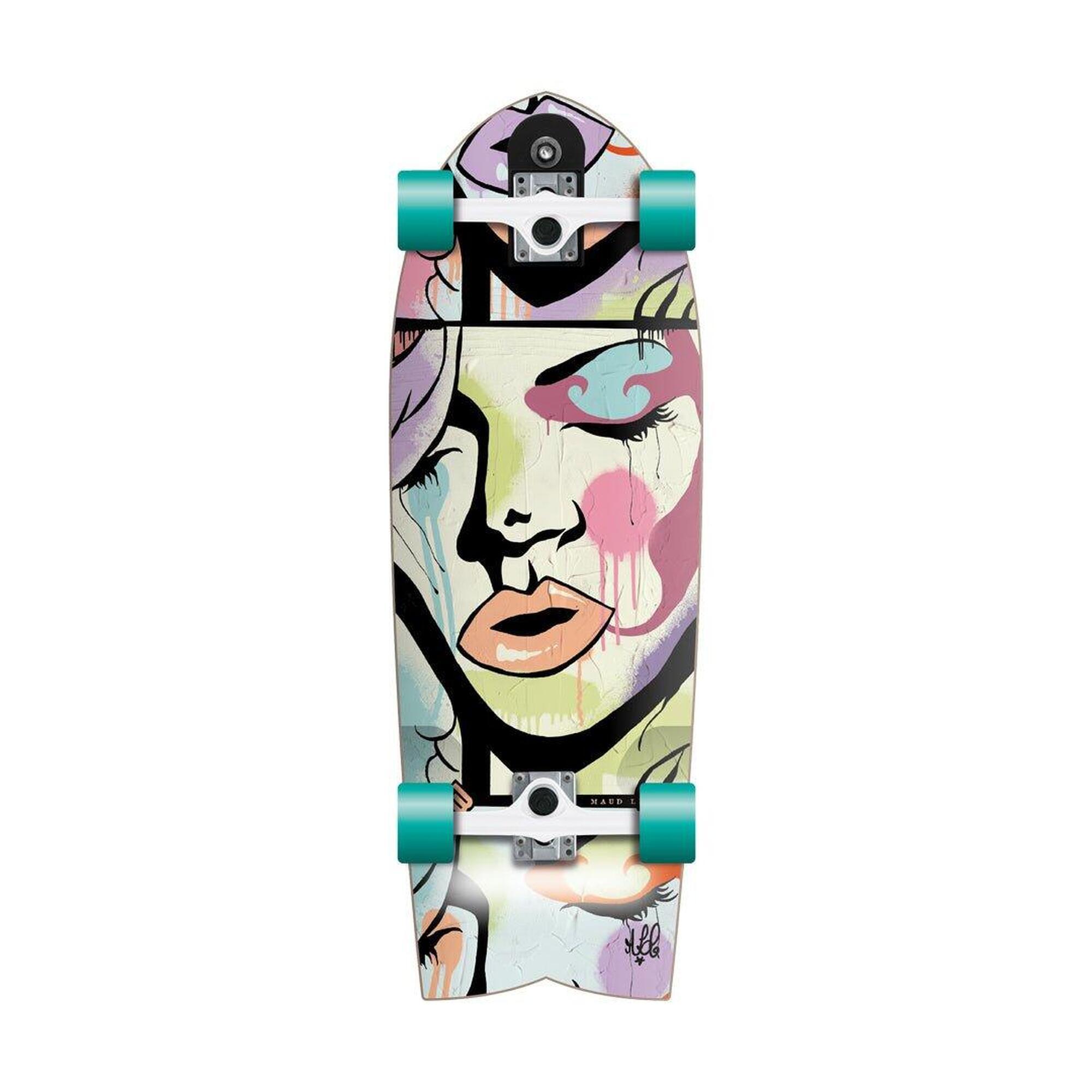 Flying-wheels - Maud Le Car 29 - Surfskate - Longboard Skate - Vert|violet - Decathlon