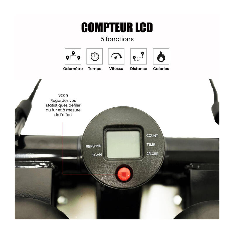 Mini stepper avec compteur et bandes de résistance - CARE - SM-842
