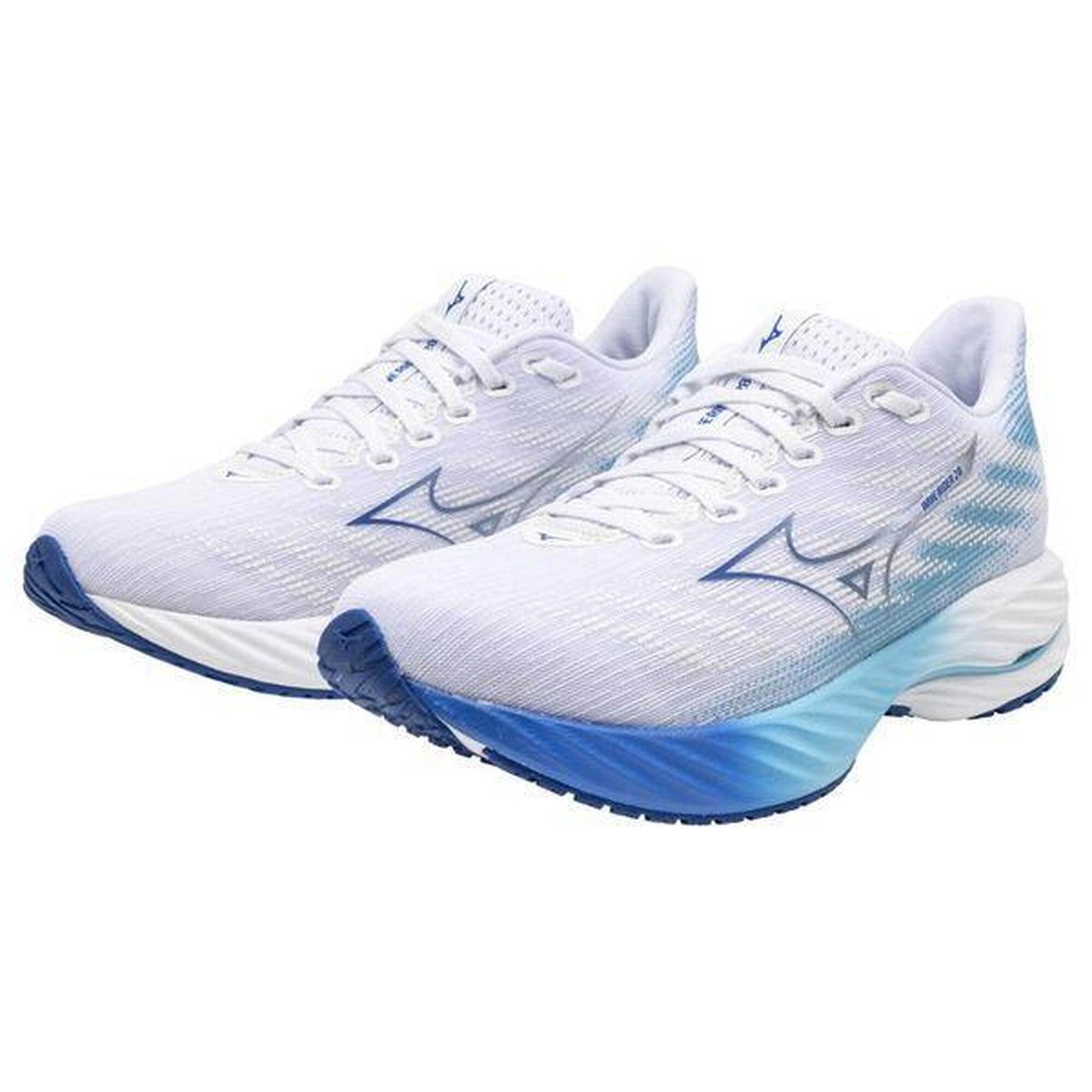 Chaussures Running Mizuno Wave Rider 28 Blanc/Bleu Femme