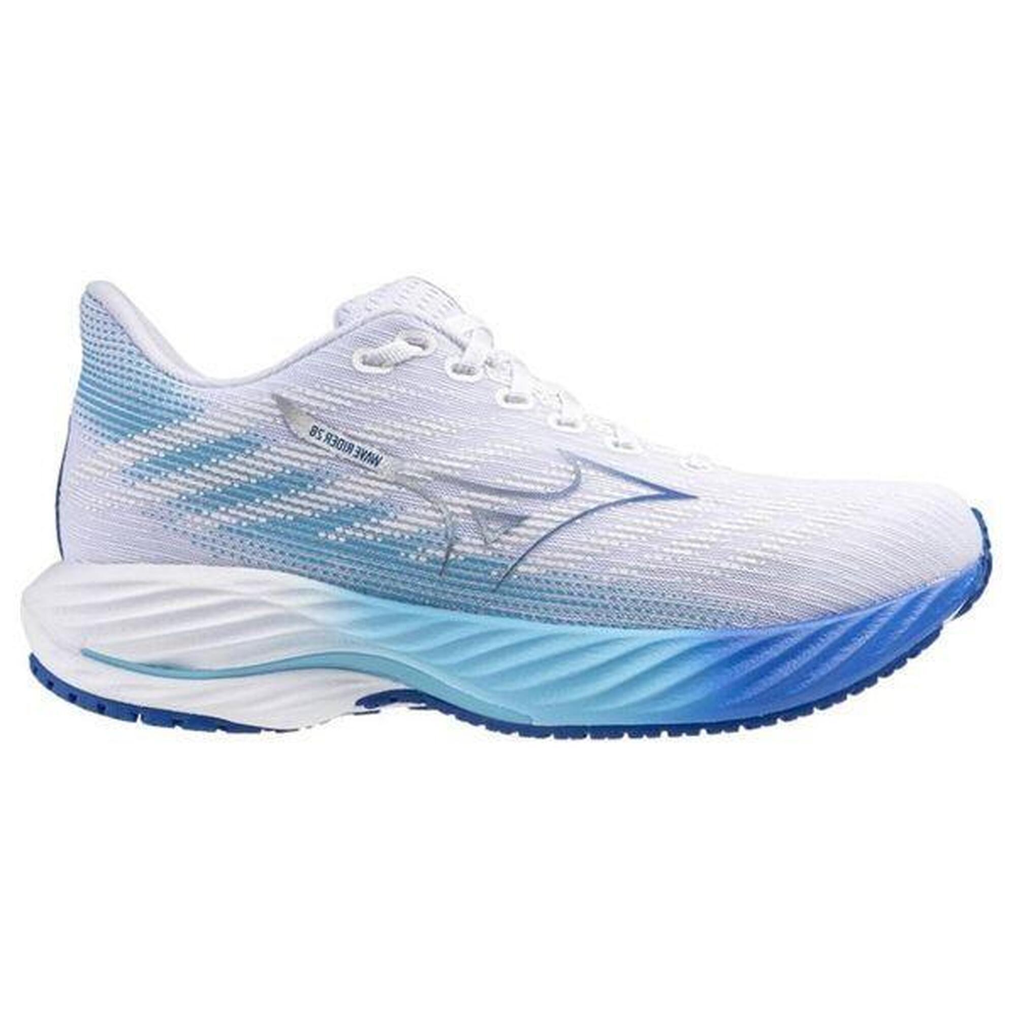 Chaussures Running Mizuno Wave Rider 28 Blanc/Bleu Femme
