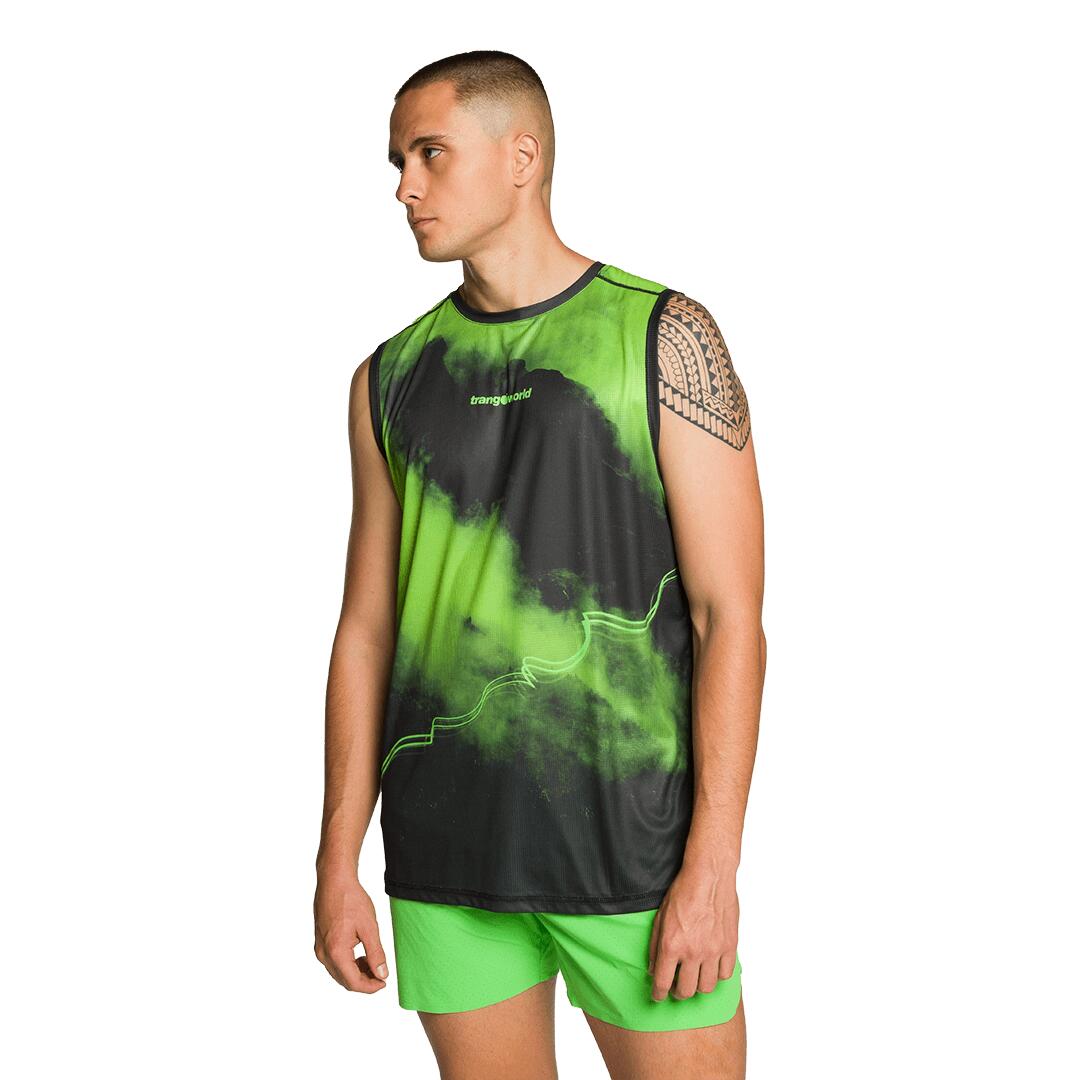 Camiseta sin mangas de Trail Running para Hombre Trangoworld Merles Verde/Negro 5/5