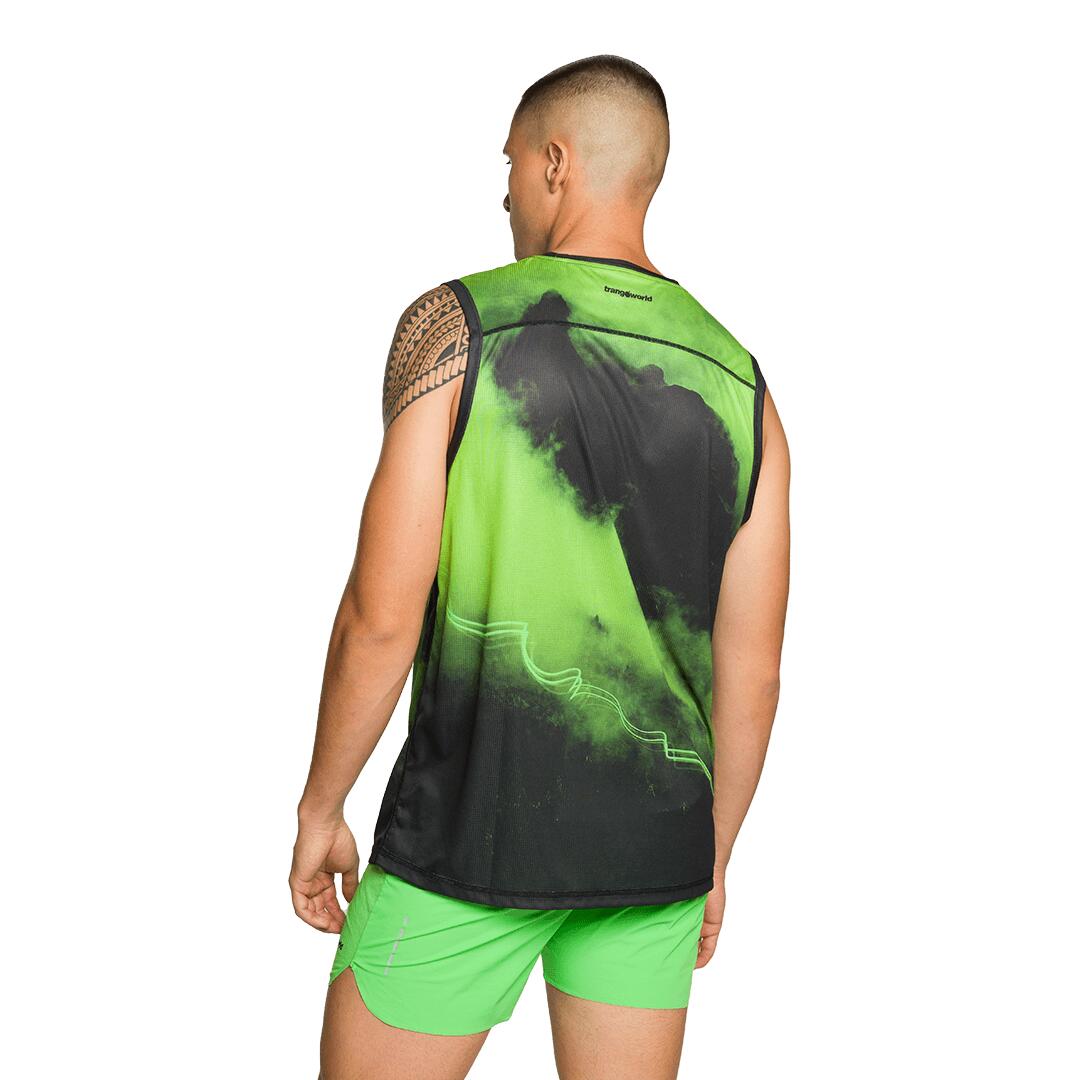 Camiseta sin mangas de Trail Running para Hombre Trangoworld Merles Verde/Negro 2/5