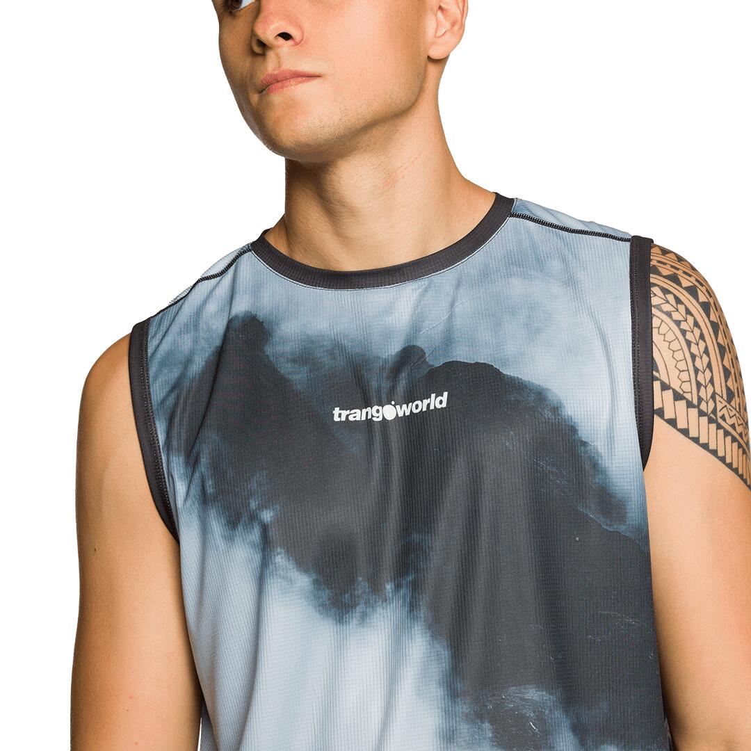 Camiseta de Trail Running para Hombre Trangoworld Merles Negro 3/4