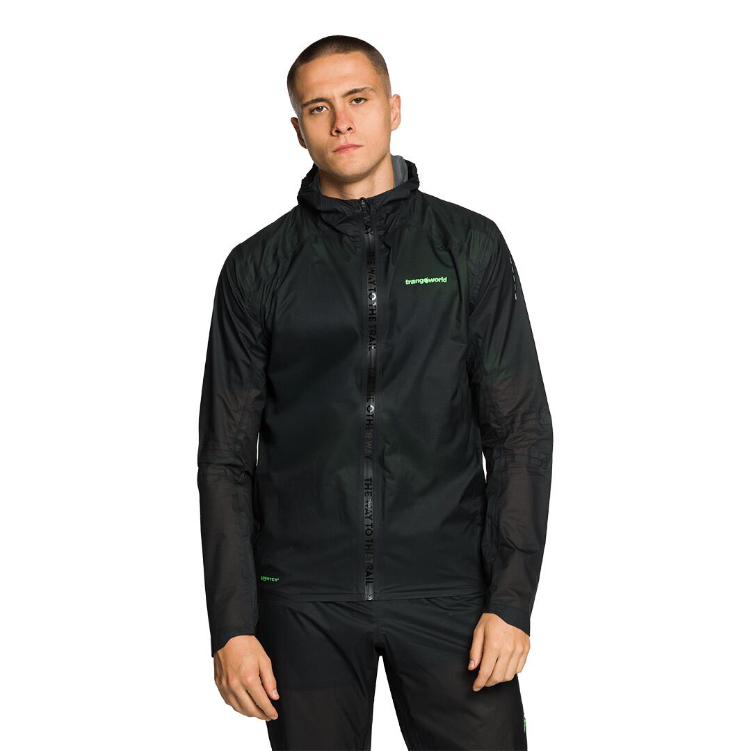 Chubasquero de Trail Running para Hombre Trangoworld Montjoie Negro Impermeable 2/7