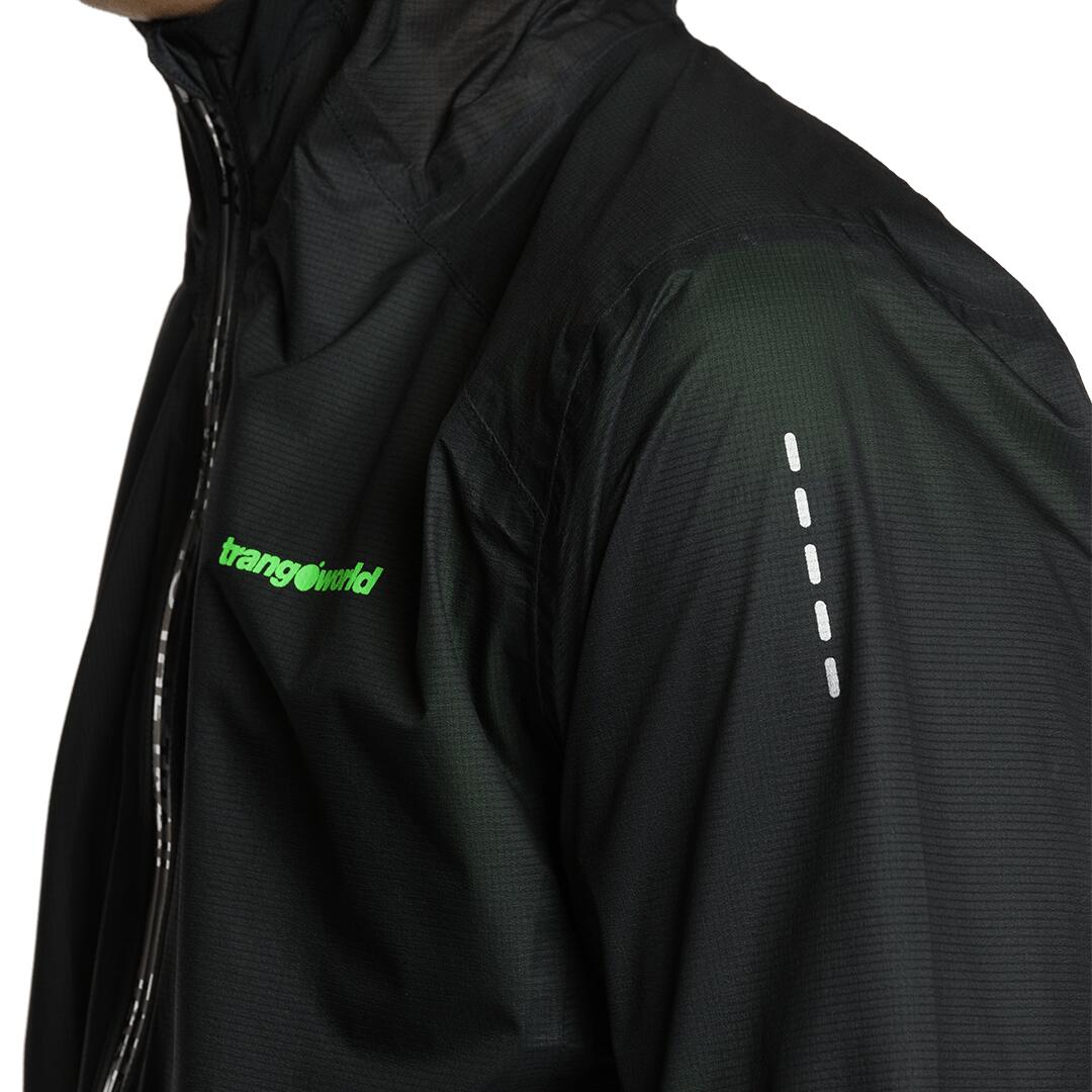 Chubasquero de Trail Running para Hombre Trangoworld Montjoie Negro Impermeable 6/7