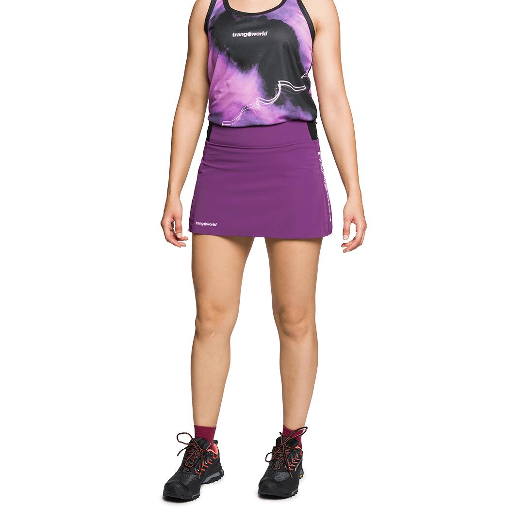 Falda de Trail Running para Mujer Trangoworld Moreta Morado/Negro/Negro 2/6