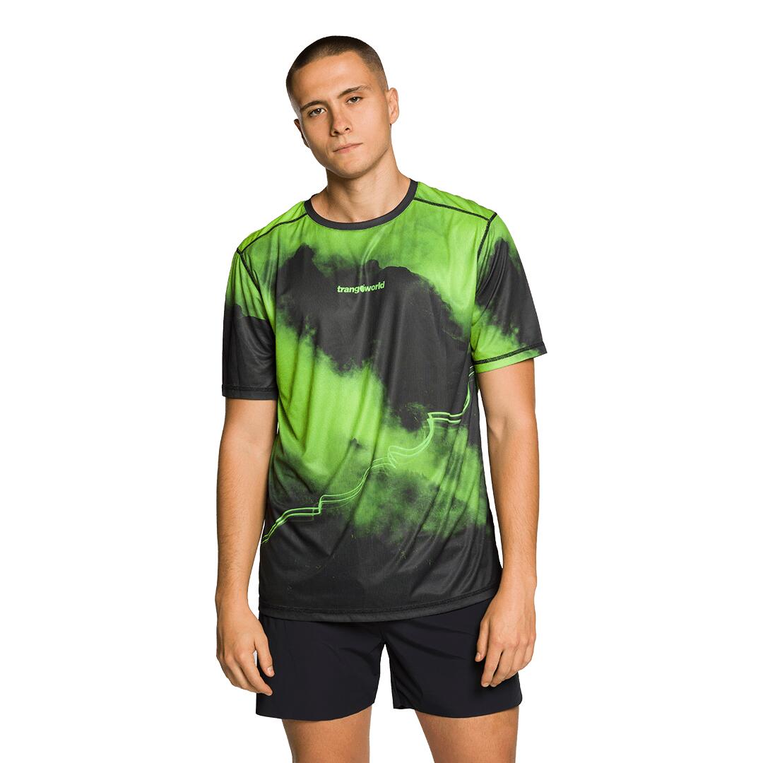Camiseta de Trail Running para Hombre Trangoworld Eleix Verde/Negro 2/6