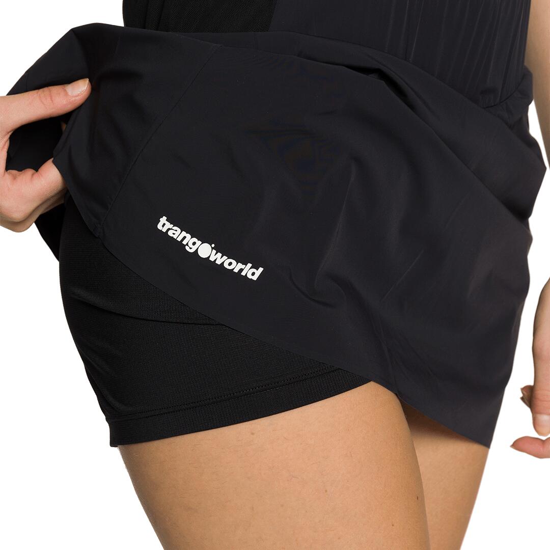 Falda de Trail Running para Mujer Trangoworld Moreta Negro/Blanco 4/4