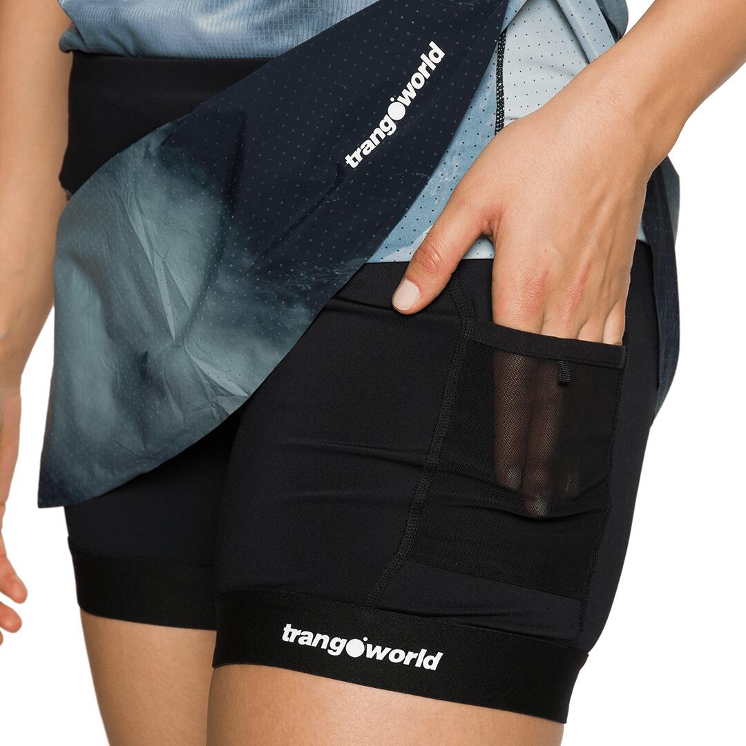 Falda de Trail Running para Mujer Trangoworld Oulettes Negro/Negro 4/5