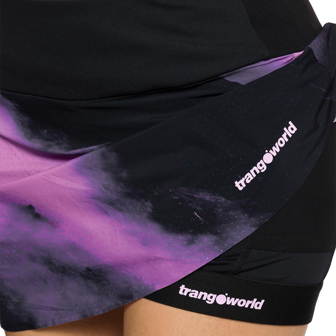 Falda de Trail Running para Mujer Trangoworld Oulettes Rosa/Negro/Negro 3/4
