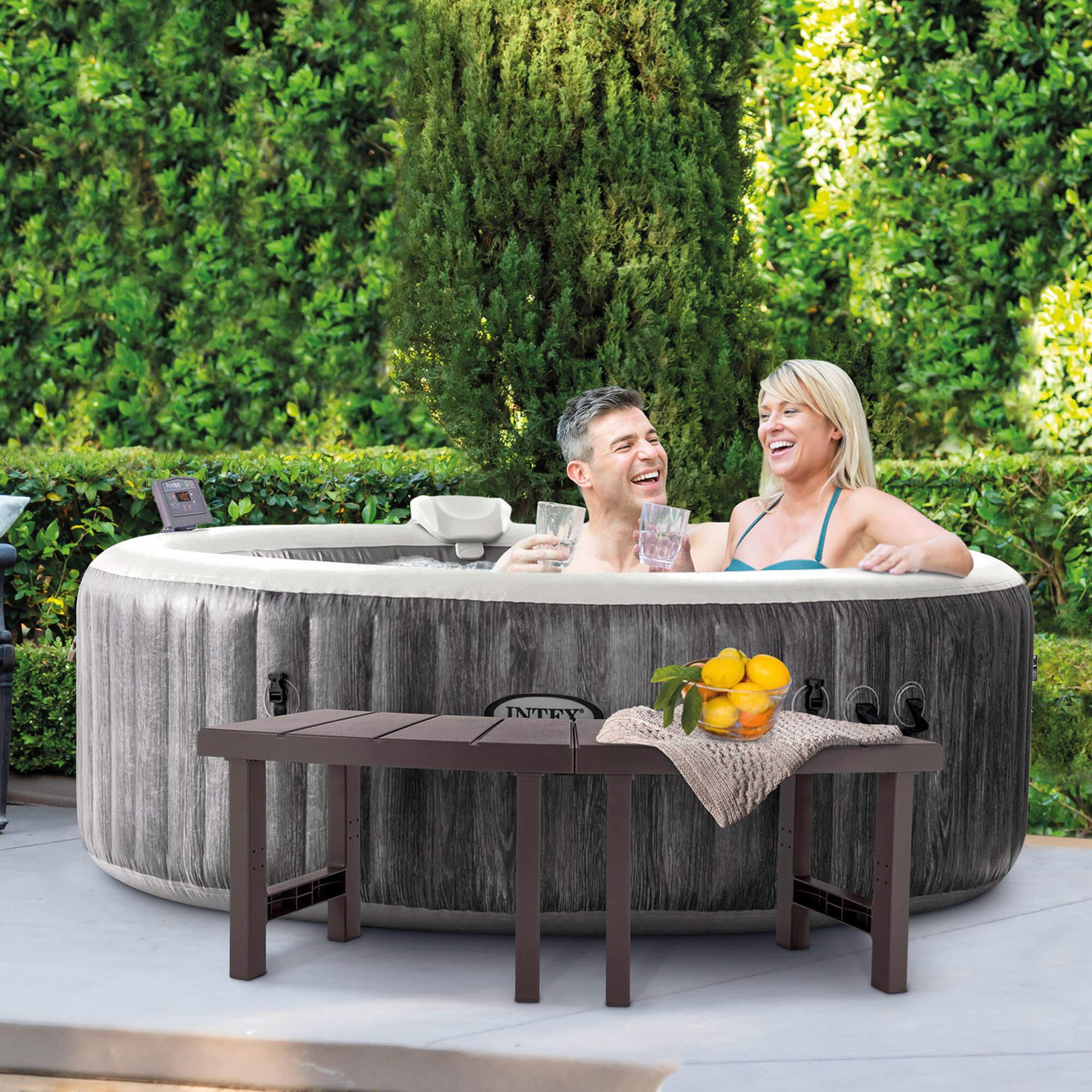 INTEX Pack 2 bancos medianos y 2 grandes para spa circular 4 personas 7/7