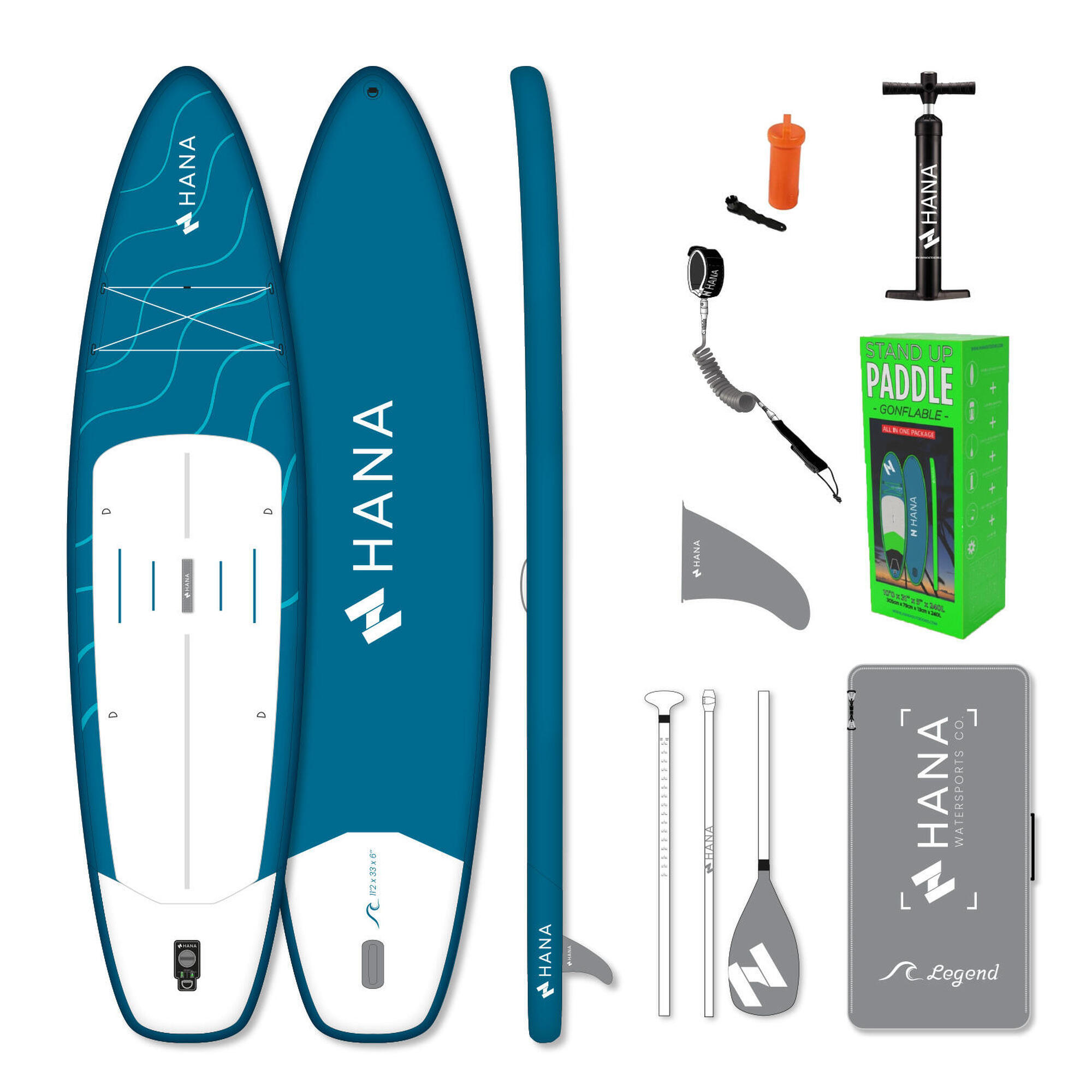 PACOTE stand up paddle inflável HANA LEGEND Azul marinho 11'2
