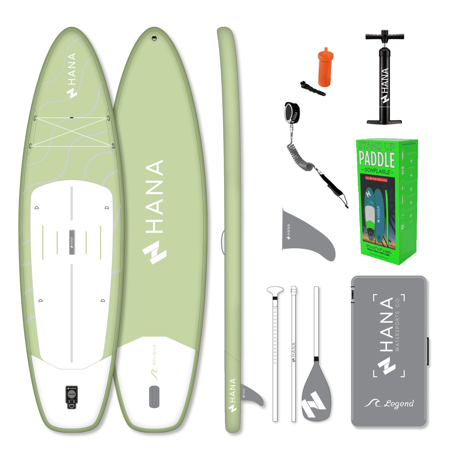 PACK stand up paddle gonfiabile HANA LEGEND Verde oliva 10'2 1/7