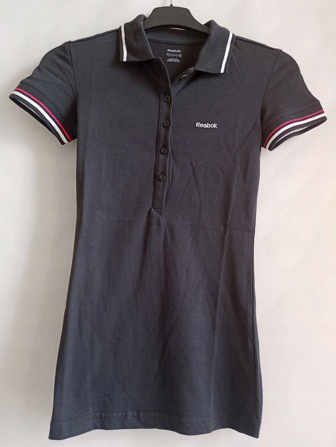 KOSZULKA damska POLO REEBOK K21666 bawełniana czarna SLIM-FIT XS 3/5