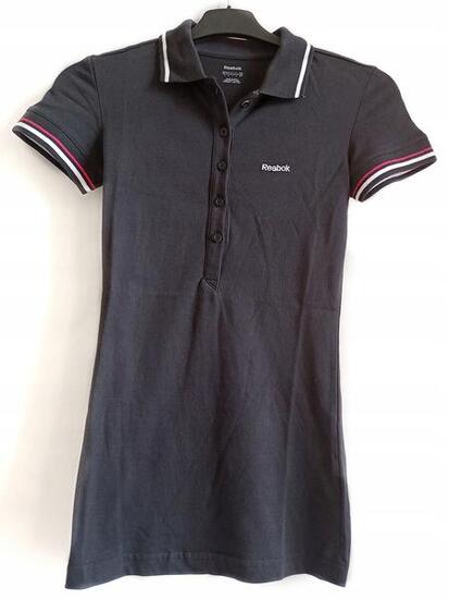 KOSZULKA damska POLO REEBOK K21666 bawełniana czarna SLIM-FIT XS
