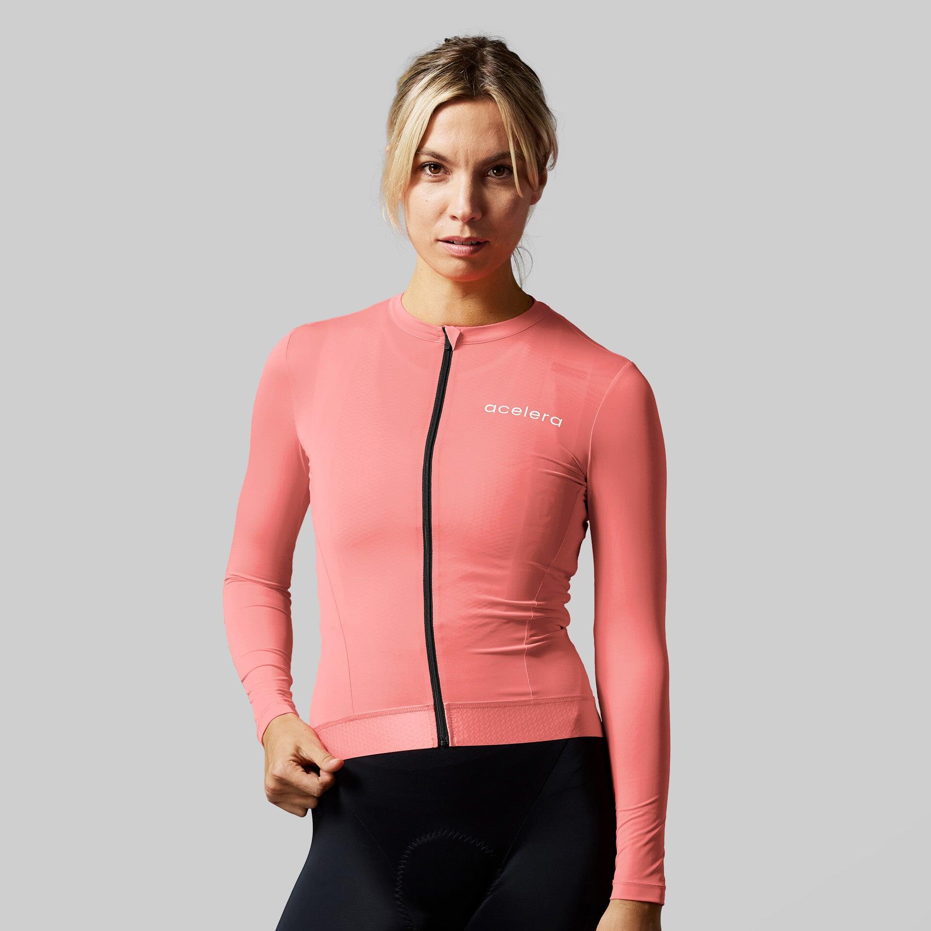 Acelera - Maillot De Cyclisme Femme Manches Longues Vêtement De Vélo - Maillot Manches Longues - Rose - 36 Xs - Decathlon