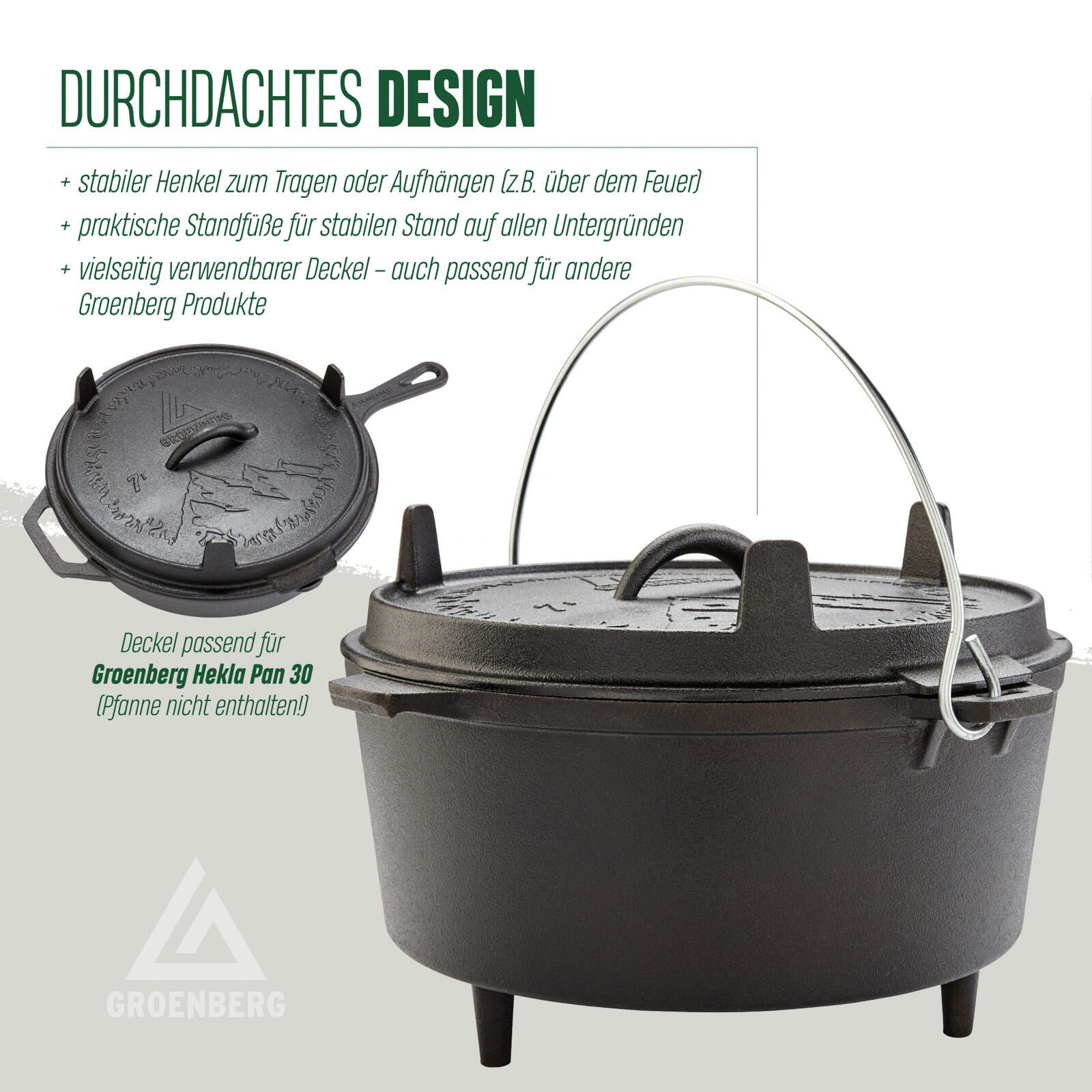 Feuertopf Askja Pot 7 L Koch Topf Dutch Oven Camping Outdoor Gusseisen 3/7