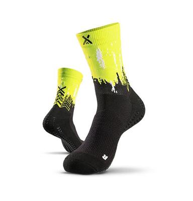 SOXPro Padel Calze Padel Con Grip Anti Distorsione Nero-Fluo Fuchsia
