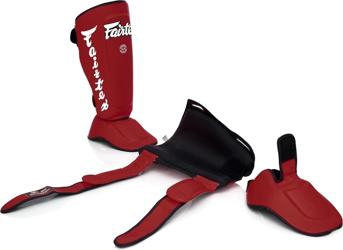 Protège-tibias Fairtex SP7 Pieds détachables Rouge M 4/6