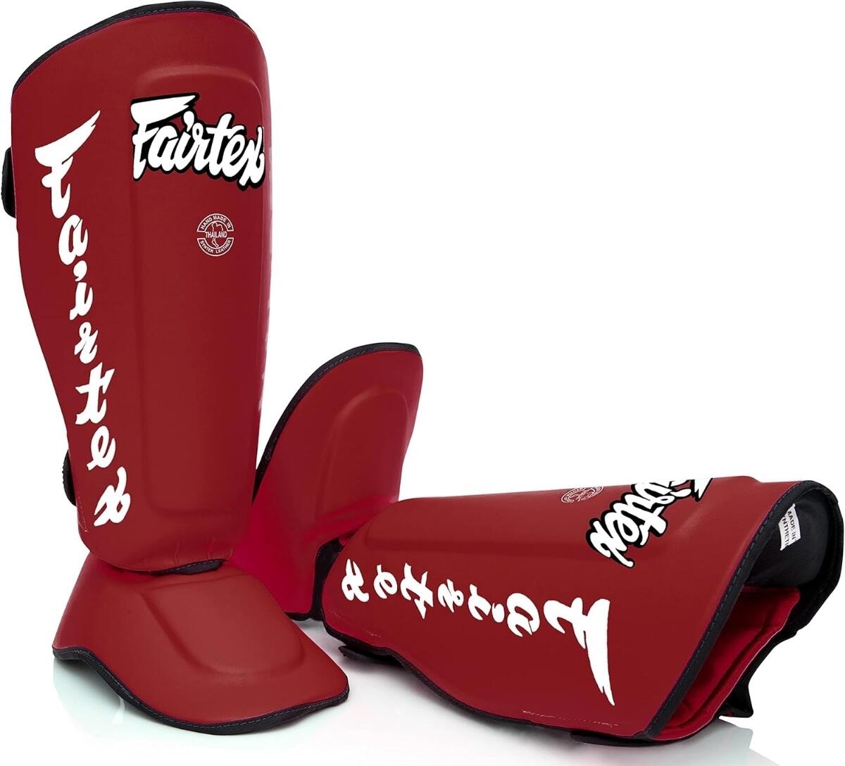 Protège-tibias Fairtex SP7 Pieds détachables Rouge M 3/6