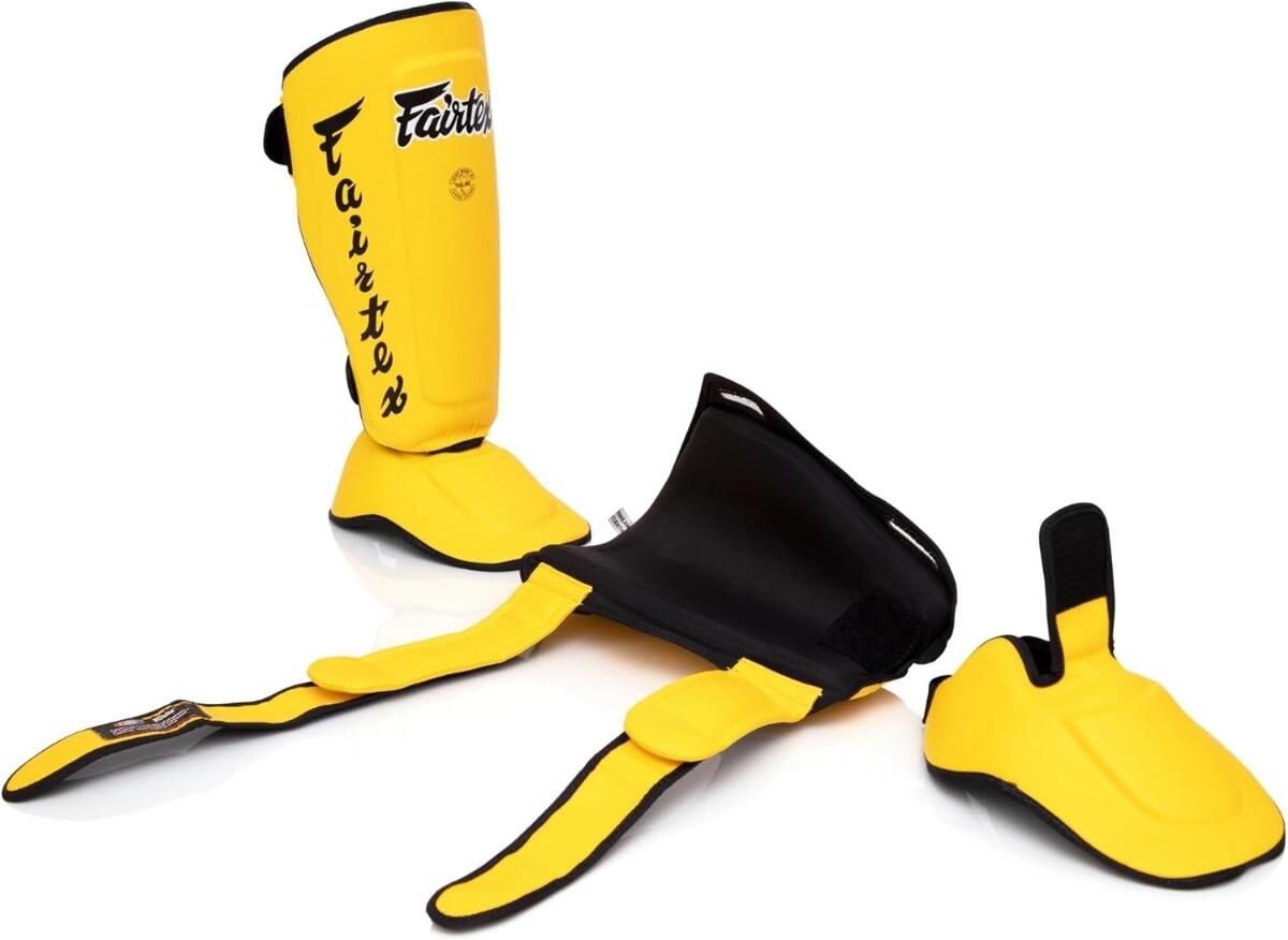 Protège-tibias Fairtex SP7 Pieds détachables Jaune S 3/6