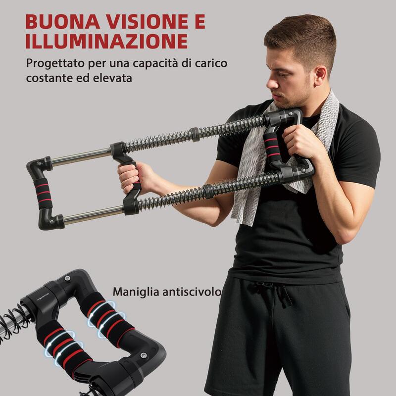 SPORTNOW Extensor Piept cu Rezistență Reglabilă între 10-80kg, 80x22x5 cm, Negru