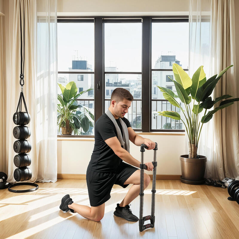 SPORTNOW Extensor Piept cu Rezistență Reglabilă între 10-80kg, 80x22x5 cm, Negru