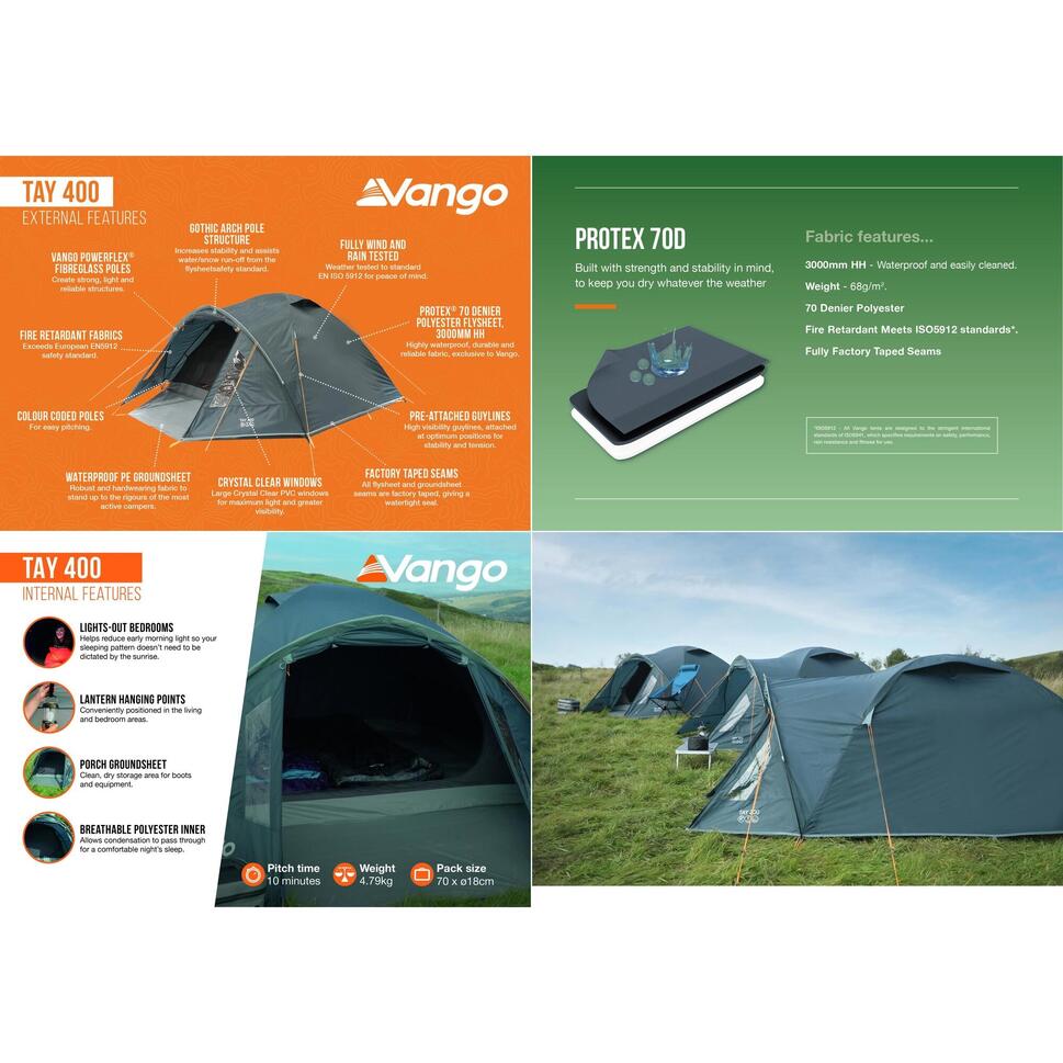 Namiot kempingowy rodziny 4 osobowy Vango Tay 400