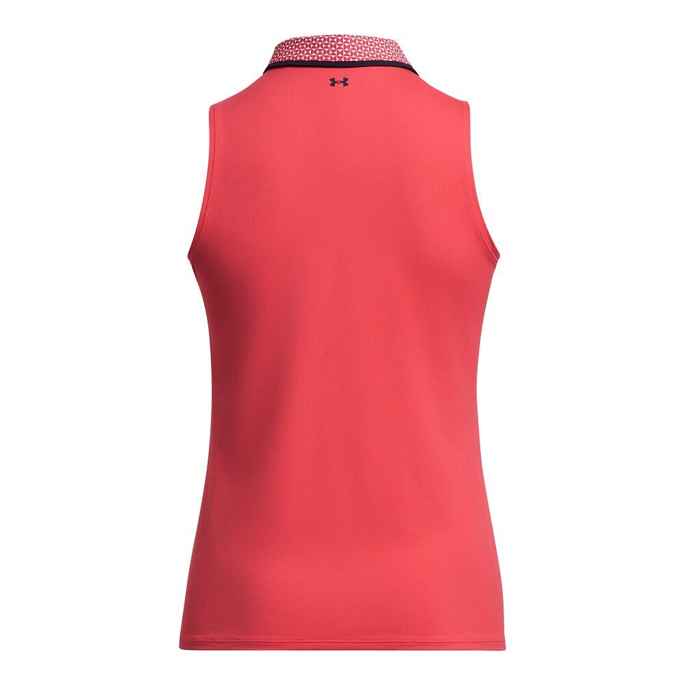 Dames Mouwloze Polo Under Armour Iso-Chill SL Rood Solstice 2/4