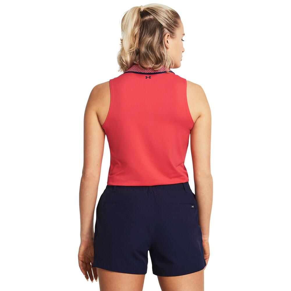 Dames Mouwloze Polo Under Armour Iso-Chill SL Rood Solstice 3/4