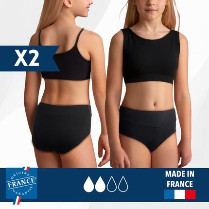 Lot de 2 Bas de maillot de bain menstruel Taille Haute Ado - Flux Medium