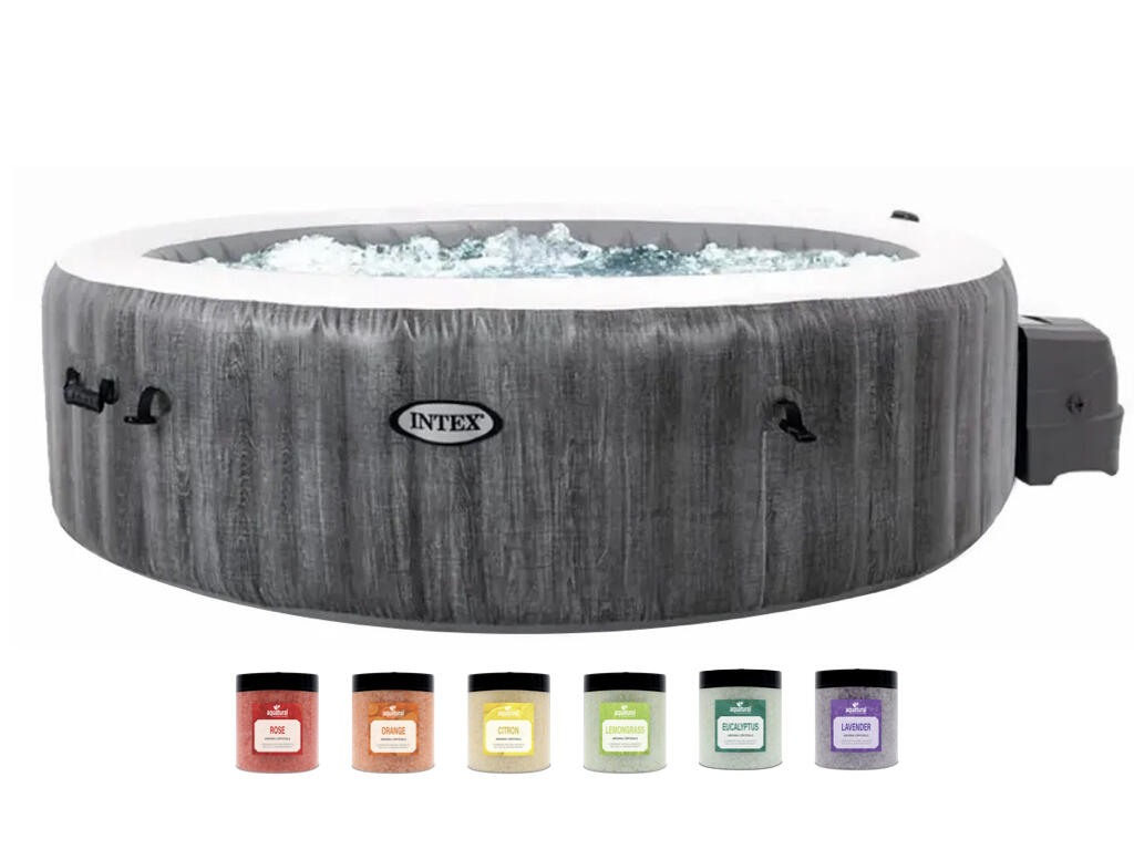 INTEX Intex PureSpa Greywood Bubble Deluxe + Aquatural Set Aroma Crystals + WiFi