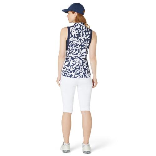 Callaway Abstract Floral Sleeveless Polo Dames Peacoat 4/5