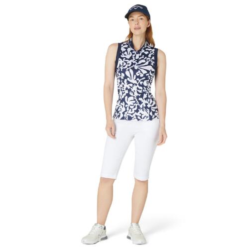 Callaway Abstract Floral Sleeveless Polo Dames Peacoat 3/5