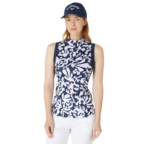 Callaway Abstract Floral Sleeveless Polo Dames Peacoat 5/5