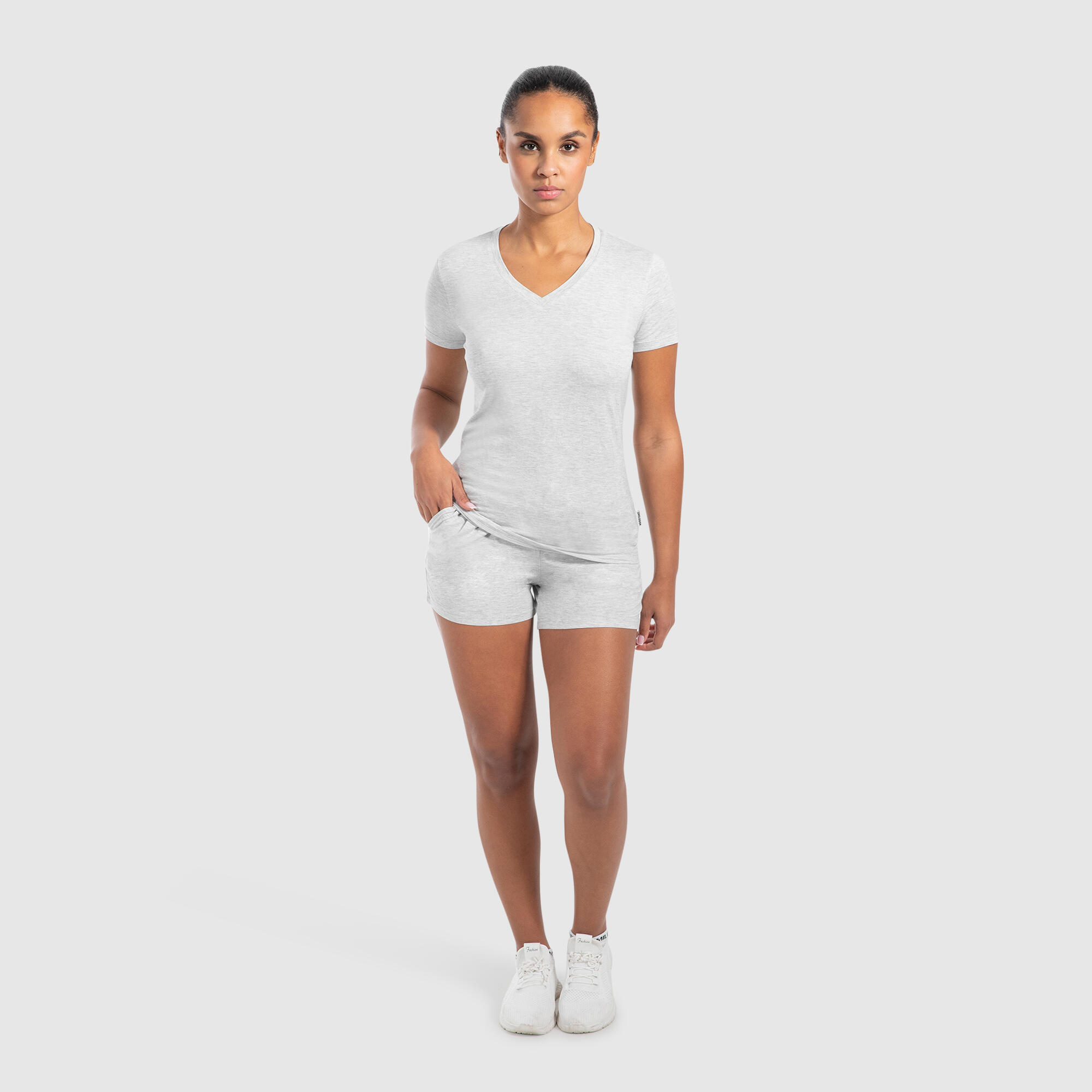 Damen Shorts Dalia Modal Grau Melange 3/6
